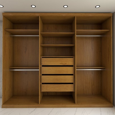 Guarda-Roupa Casal Travelle New 6 Portas 4 Gavetas Ripado 100% Mdf Naturale/Off White - Panorama Móveis