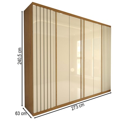 Guarda-Roupa Casal Travelle New 6 Portas 4 Gavetas Ripado 100% Mdf Naturale/Off White - Panorama Móveis