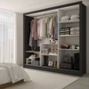 Guarda-Roupa Casal Giulia Slim 3 Portas 3 Gavetas com Espelho Preto - Panorama Móveis
