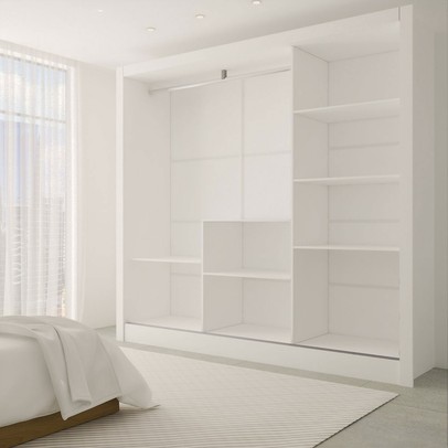 Guarda-Roupa Casal Giulia Slim 3 Portas 3 Gavetas com Espelho Branco - Panorama Móveis