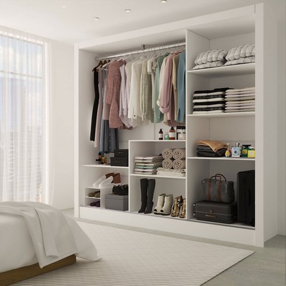 Guarda-Roupa Casal Giulia Slim 3 Portas 3 Gavetas com Espelho Branco - Panorama Móveis