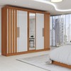 Guarda-Roupa Casal Prince 5 Portas 2 Gavetas com Espelho Freijó/Off White - Panorama Móveis