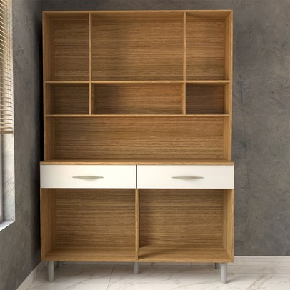 Armário de Cozinha Kit 8 Portas 2 Gavetas com Vidro Freijó/Supremo - Panorama Móveis