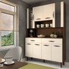 Armário de Cozinha Kit 8 Portas 2 Gavetas com Vidro Nogueira/Off White - Panorama Móveis