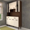 Armário de Cozinha Kit 8 Portas 2 Gavetas com Vidro Nogueira/Off White - Panorama Móveis