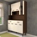 Armário de Cozinha Kit 8 Portas 2 Gavetas com Vidro Nogueira/Off White - Panorama Móveis