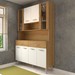 Armário de Cozinha Kit 8 Portas 2 Gavetas com Vidro Ripado 3d Freijó/Supremo - Panorama Móveis
