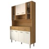 Armário de Cozinha Kit 8 Portas 2 Gavetas com Vidro Ripado 3d Freijó/Supremo - Panorama Móveis