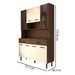 Armário de Cozinha Kit 8 Portas 2 Gavetas com Vidro Ripado 3d Nogueira/Off White - Panorama Móveis