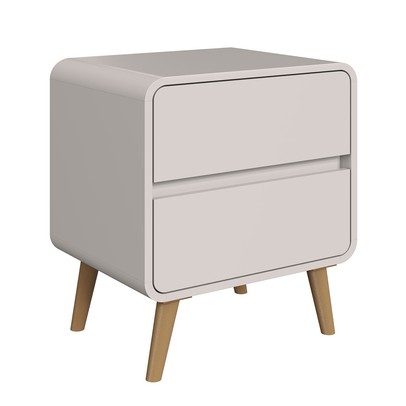 Mesa de Cabeceira Curve 2 Gavetas Bege Dunas - Completa Móveis