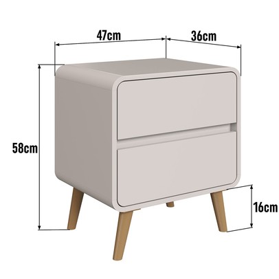 Mesa de Cabeceira Curve 2 Gavetas Bege Dunas - Completa Móveis