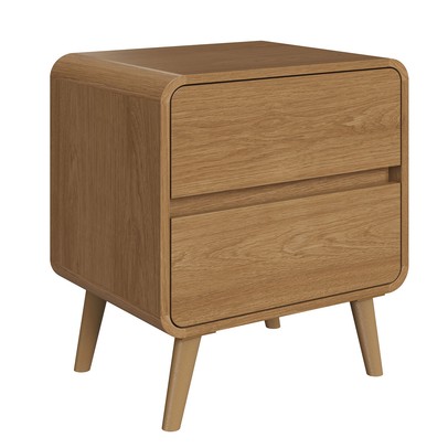 Mesa de Cabeceira Curve 2 Gavetas Carvalho Xingu - Completa Móveis