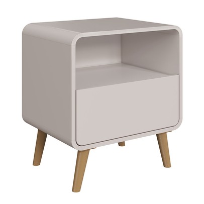 Mesa de Cabeceira Curve 1 Gaveta Bege Dunas - Completa Industria