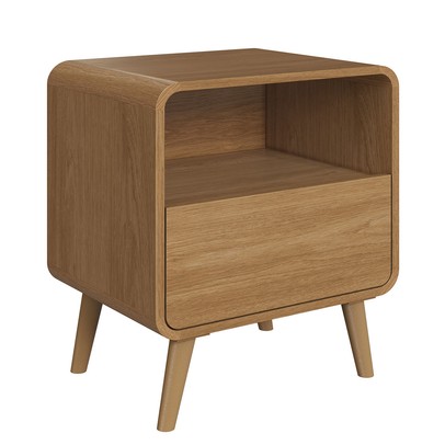 Mesa de Cabeceira Curve 1 Gaveta Carvalho Xingu - Completa Industria