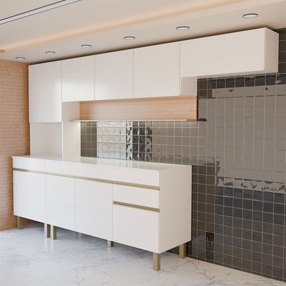 Cozinha Completa Silvia 9 Portas 1 Gaveta Supremo/Freijó - Panorama Móveis