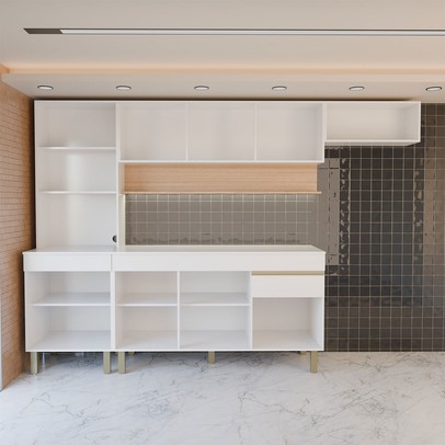 Cozinha Completa Silvia 9 Portas 1 Gaveta Supremo/Freijó - Panorama Móveis