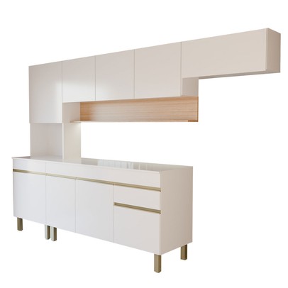 Cozinha Completa Silvia 9 Portas 1 Gaveta Supremo/Freijó - Panorama Móveis