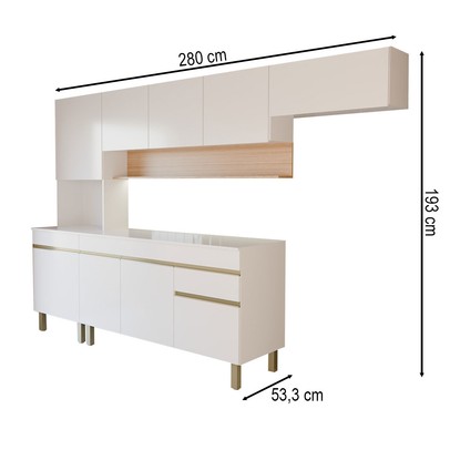 Cozinha Completa Silvia 9 Portas 1 Gaveta Supremo/Freijó - Panorama Móveis