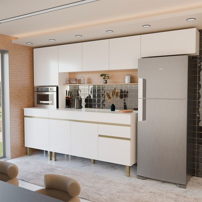 Cozinha Completa Silvia 9 Portas 1 Gaveta Supremo/Freijó - Panorama Móveis