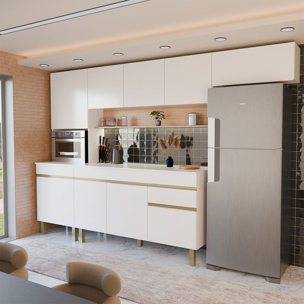 Cozinha Completa Silvia 9 Portas 1 Gaveta Supremo/Freijó - Panorama Móveis