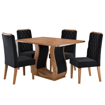 Mesa de Jantar 4 Lugares Lana Mel/Preto - Viero Móveis