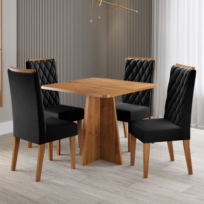 Mesa de Jantar 4 Lugares Vang Mel/Preto - Viero Móveis