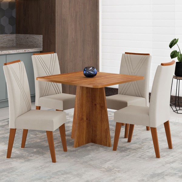 Mesa de Jantar 4 Lugares Street Mel/Bege - Viero Móveis