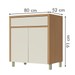 Balcão de Cozinha Condessa 2 Portas 1 Gaveta 100% Mdf Carvalho/Greige - Nesher
