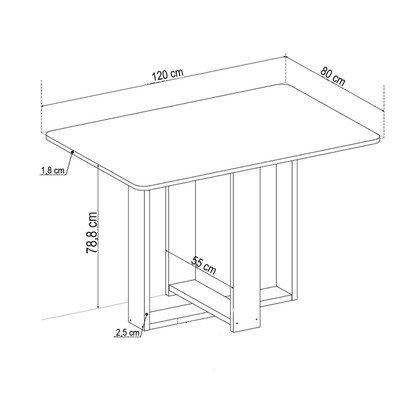 Mesa de Jantar 4 Lugares Coxilha Mel/Bege - Viero Móveis