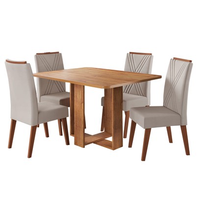 Mesa de Jantar 4 Lugares Coxilha Mel/Bege - Viero Móveis