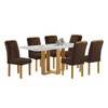 Mesa de Jantar 6 Lugares Isadora Carolina com Vidro Cinamomo/Off White/Marrom - Cel Móveis