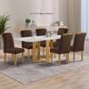 Mesa de Jantar 6 Lugares Isadora Carolina com Vidro Cinamomo/Off White/Marrom - Cel Móveis