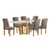 Mesa de Jantar 6 Lugares Isadora Carolina com Vidro Cinamomo/Off White/Bege Escuro - Cel Móveis