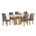 Mesa de Jantar 6 Lugares Isadora Carolina com Vidro Cinamomo/Off White/Bege Escuro - Cel Móveis