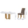 Mesa de Jantar 6 Lugares Isadora Carolina com Vidro Cinamomo/Off White/Bege Escuro - Cel Móveis