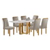 Mesa de Jantar 6 Lugares Isadora Carolina com Vidro Cinamomo/Off White/Bege Claro - Cel Móveis