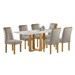 Mesa de Jantar 6 Lugares Isadora Carolina com Vidro Cinamomo/Off White/Bege Claro - Cel Móveis