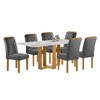 Mesa de Jantar 6 Lugares Isadora Carolina com Vidro Cinamomo/Off White/Cinza - Cel Móveis
