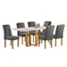 Mesa de Jantar 6 Lugares Isadora Carolina com Vidro Cinamomo/Off White/Cinza - Cel Móveis
