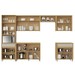 Cozinha Completa Condessa 12 Portas 2 Gavetas 100% Mdf com Vidro Carvalho/Greige - Nesher