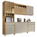 Cozinha Completa Condessa 11 Portas 2 Gavetas 100% Mdf com Vidro  Carvalho/Greige - Nesher