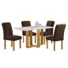 Mesa de Jantar 4 Lugares Isadora com Vidro Cinamomo/Off White/Marrom - Cel Móveis