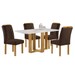 Mesa de Jantar 4 Lugares Isadora com Vidro Cinamomo/Off White/Marrom - Cel Móveis