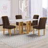 Mesa de Jantar 4 Lugares Isadora com Vidro Cinamomo/Off White/Marrom - Cel Móveis