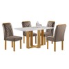 Mesa de Jantar 4 Lugares Isadora com Vidro Cinamomo/Off White/Bege Escuro - Cel Móveis