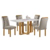 Mesa de Jantar 4 Lugares Isadora com Vidro Cinamomo/Off White/Bege Claro - Cel Móveis