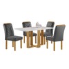Mesa de Jantar 4 Lugares Isadora com Vidro Cinamomo/Off White/Cinza - Cel Móveis