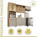 Cozinha Completa Condessa 8 Portas 1 Gavetas 100 % Mdf com Vidro Carvalho/Greige - Nesher