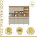 Cozinha Compacta Realeza 6 Portas 3 Gavetas 100% Mdf Ripado Carvalho/Greige - Nesher