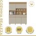 Cozinha Compacta Realeza 5 Portas 2 Gavetas 100% Mdf Ripado Carvalho/Greige - Nesher